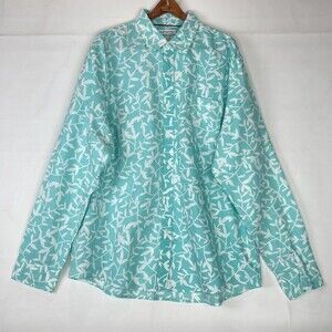 Men's Sz XL Green long sleeved linen cotton shirt regular fit